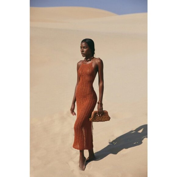 💕CULT GAIA💕 Demi Crochet Dress ~ Halter Swimsuit Coverup Spice Small M NWT - Picture 12 of 17